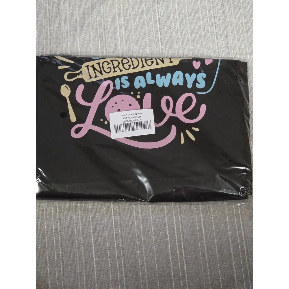Black Secret Ingredient Is Always Love Cooking Apron Adjustable Neck 2 Pockets